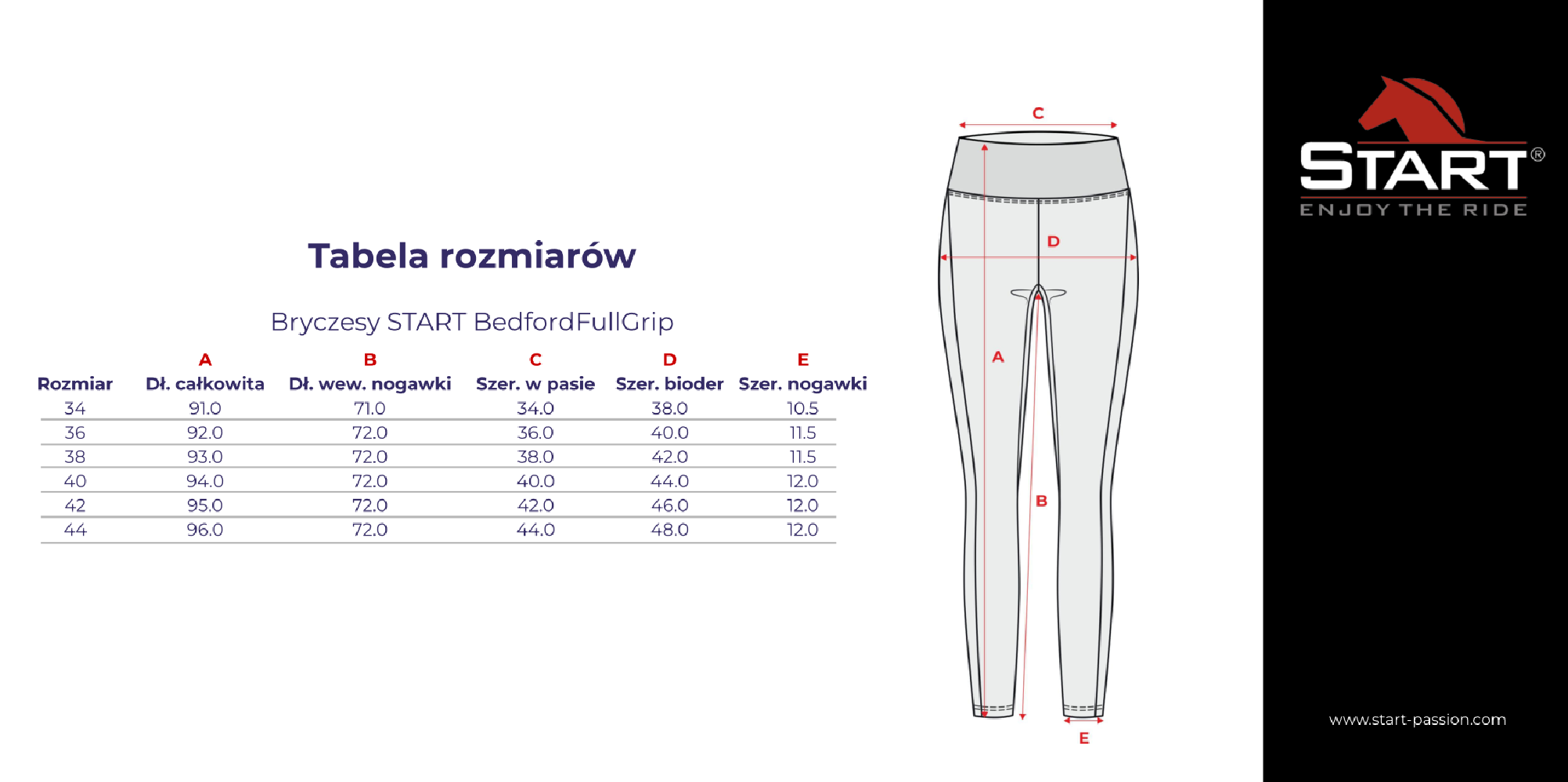 Bryczesy damskie z pełnym lejem "Bedford" denim Start