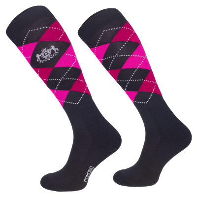 Comodo podkolanówki Merino różowe romby