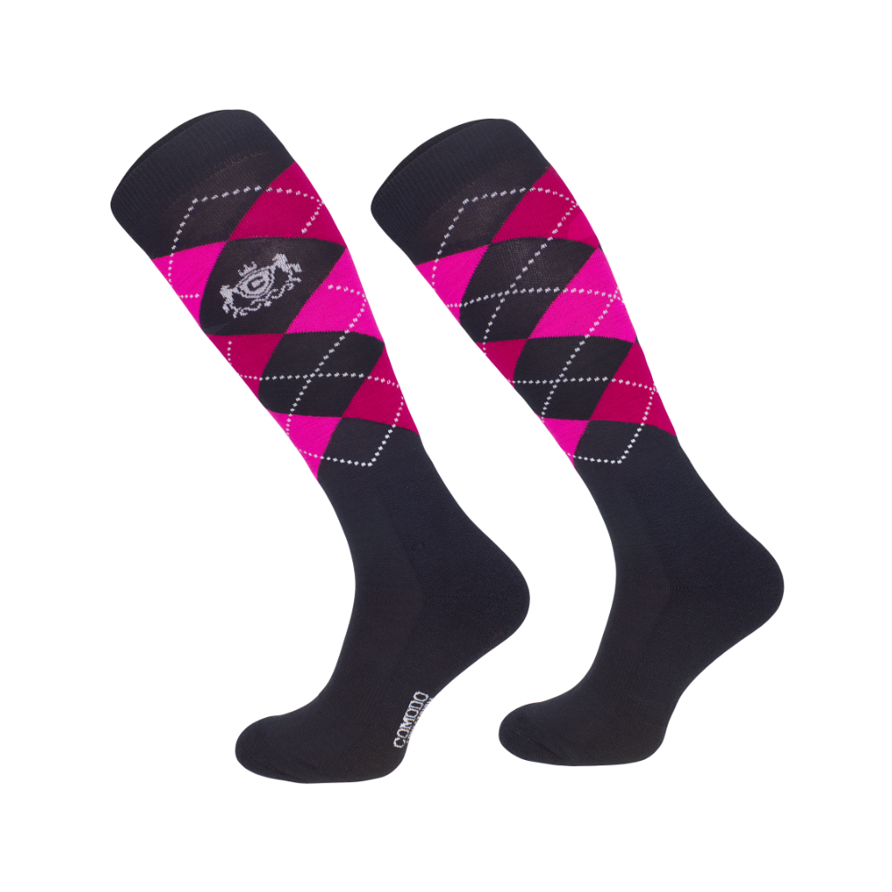 Comodo podkolanówki Merino różowe romby