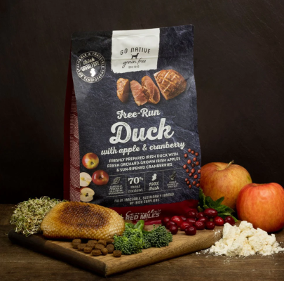 Karma dla szczeniąt z kaczką, jabłkiem i żurawiną1,5kg Go Native