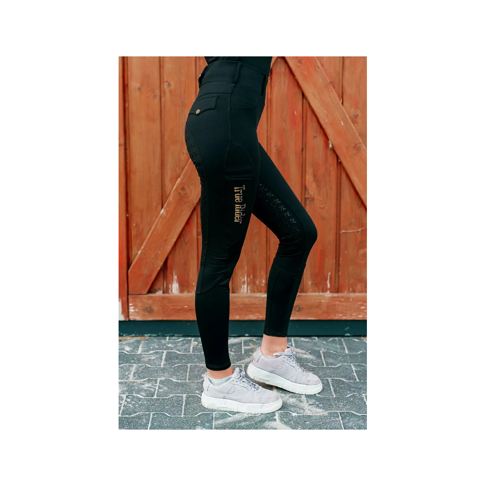 Ocieplane legginsy jeździeckie "Marta Winter" Black&Gold TrueRider