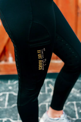 Ocieplane legginsy jeździeckie "Marta Winter" Black&Gold TrueRider