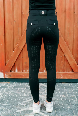 Ocieplane legginsy jeździeckie "Marta Winter" Black&Gold TrueRider