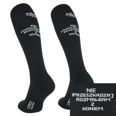 Podkolanówki jeździeckie "Hay There!" Nie przeszkadzaj" Czarny Comodo