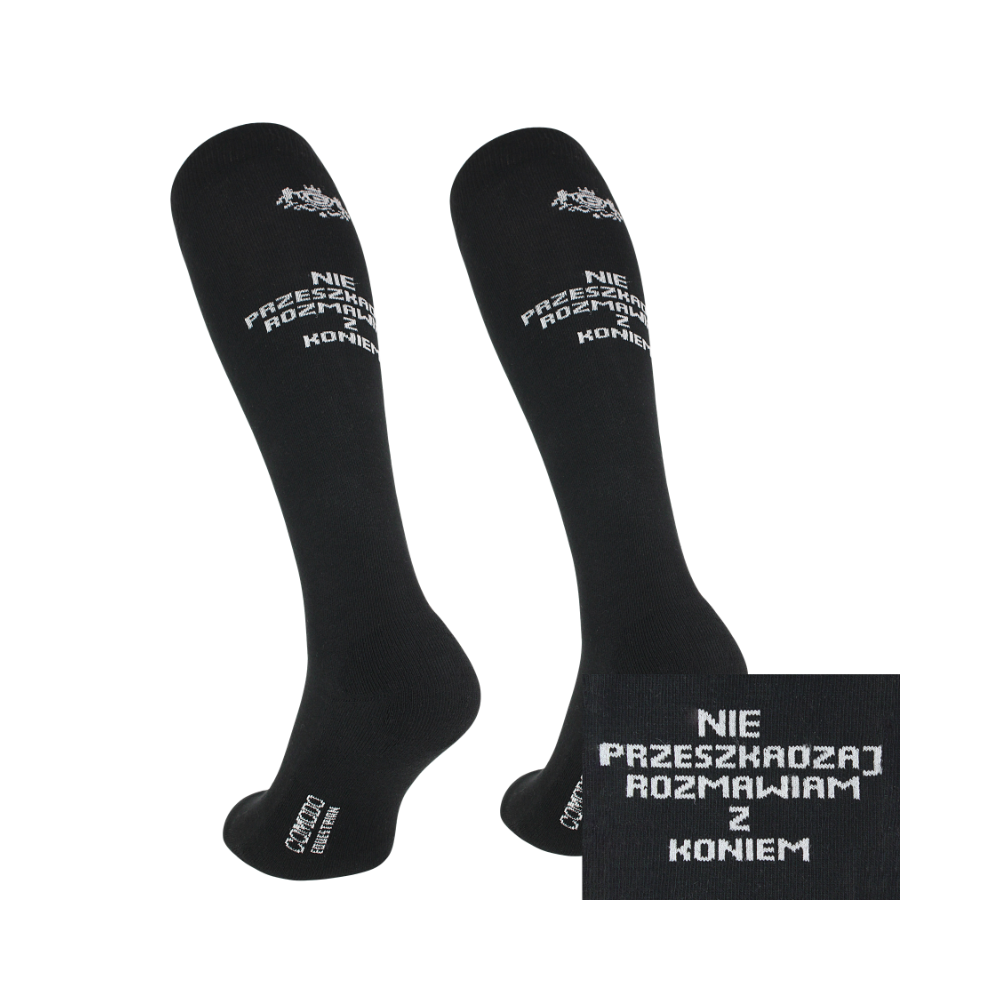 Podkolanówki jeździeckie "Hay There!" Nie przeszkadzaj" Czarny Comodo Podkolanówki jeździeckie "Hay There!" Nie przeszkadzaj" Czarny Comodo