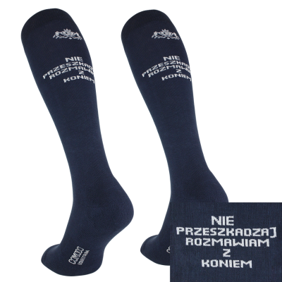 Podkolanówki jeździeckie "Hay There! Nie przeszkadzaj" Navy Comodo
