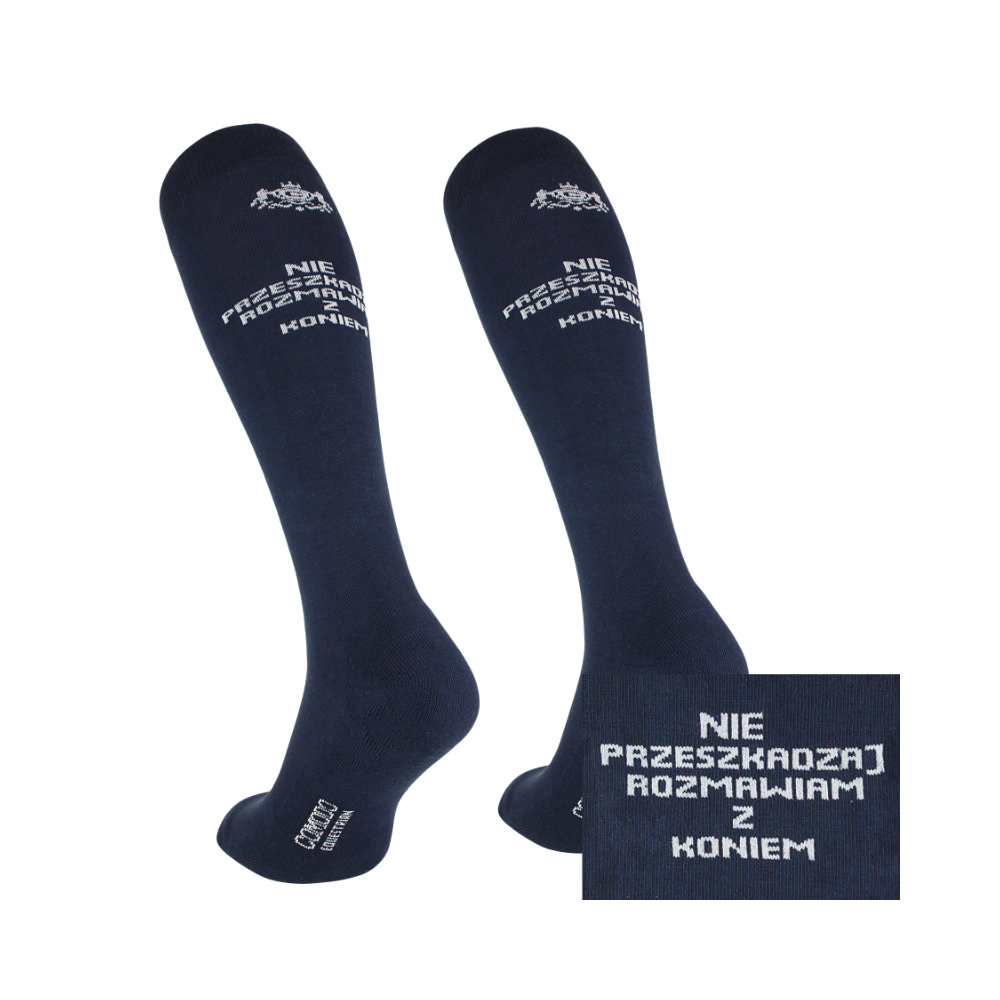 Podkolanówki jeździeckie "Hay There! Nie przeszkadzaj" Navy Comodo Podkolanówki jeździeckie "Hay There! Nie przeszkadzaj" Navy Comodo