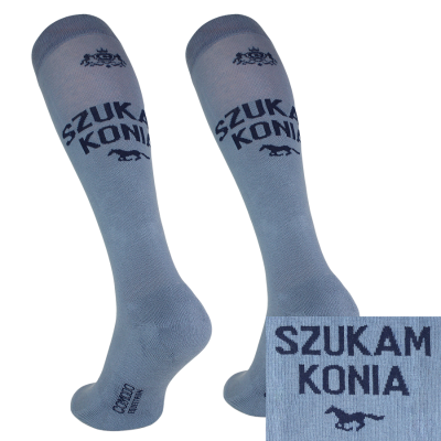Podkolanówki jeździeckie "Hay There! Szukam konia" Light Denim Comodo