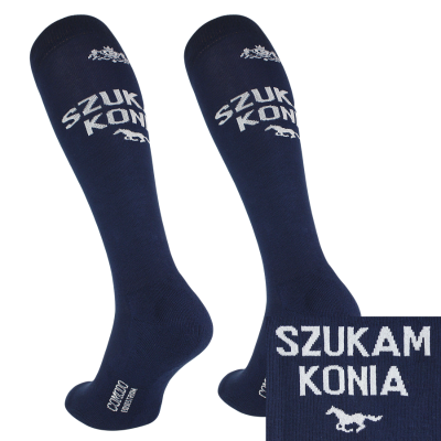 Podkolanówki jeździeckie "Hay There! Szukam konia" Navy Comodo