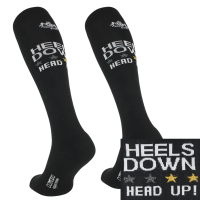 Podkolanówki jeździeckie "Hay There!" Heels down" Czarny Comodo