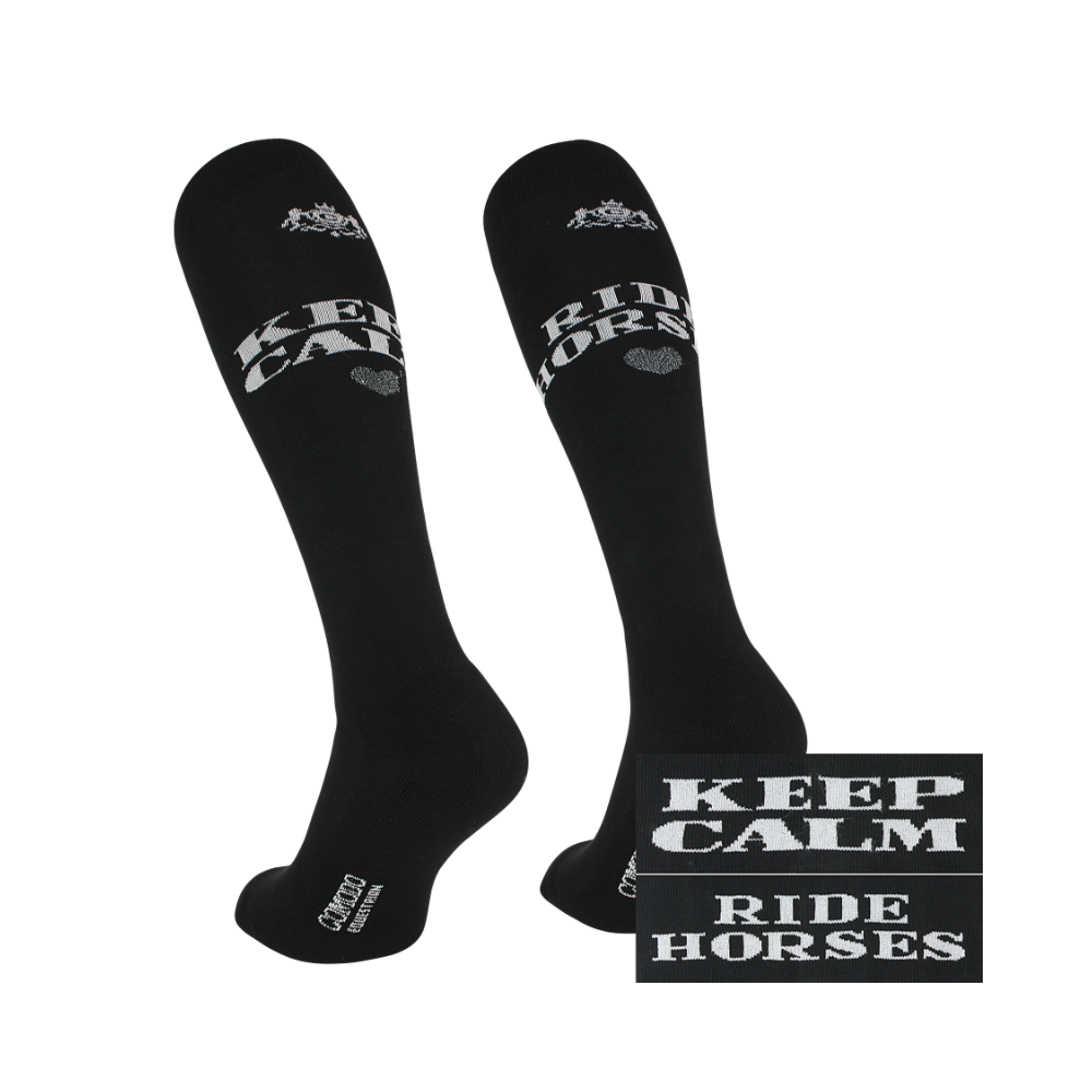 Podkolanówki jeździeckie "Hay There!" Keep calm" Czarny Comodo Podkolanówki jeździeckie "Hay There!" Keep calm" Czarny Comodo