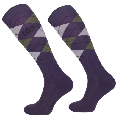 Podkolanówki w Fioletowo-zielone Romby Merino Comodo