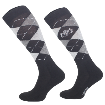 Zimowe podkolanówki jeździeckie "merino" Czarny Karo Comodo