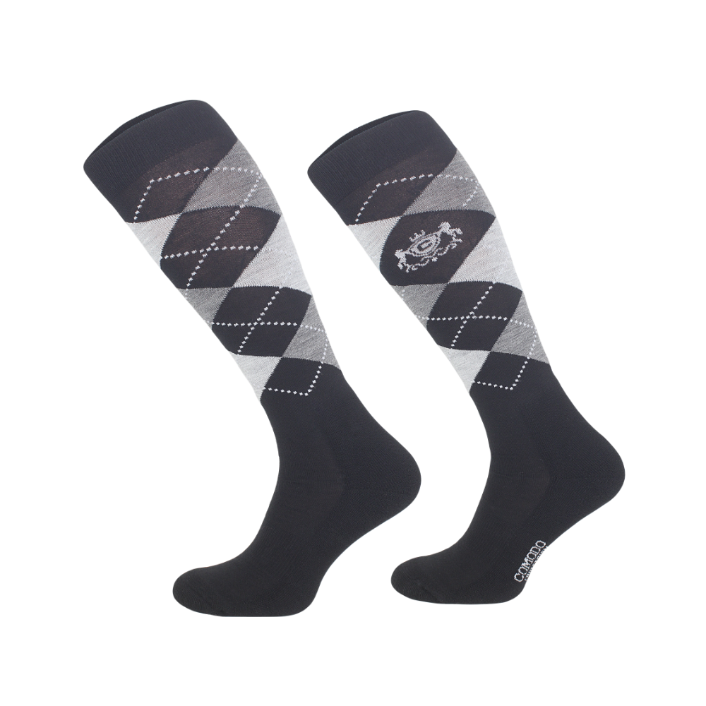 Zimowe podkolanówki jeździeckie "merino" Czarny Karo Comodo
