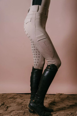 Ocieplane legginsy jeździeckie "Marta Winter" Szampańskie TrueRider